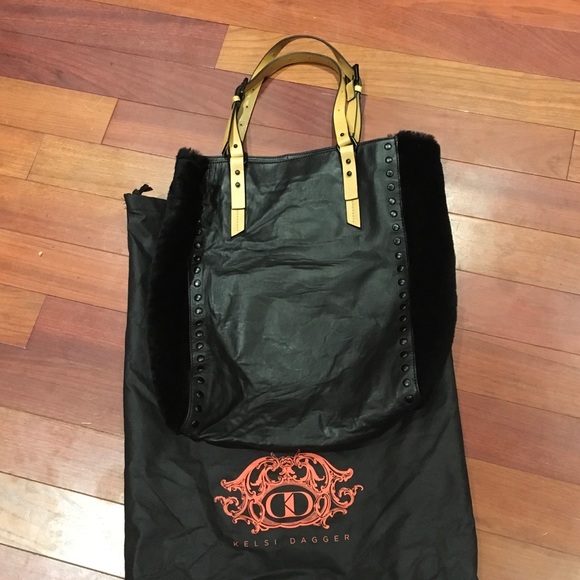 Kelsi Dagger Fur/Leather Bucket Bag - Picture 1 of 4